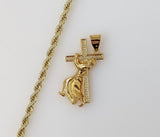 Plated Jesus Carrying Cross 4mm Rope/Braided Chain Necklace