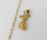 Plated Jesus Carrying Cross 4mm Star Chain Necklace