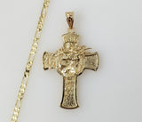 Plated Cross 3mm Figaro Chain Necklace