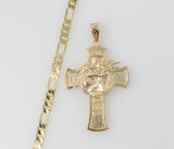 Plated Cross 5mm Figaro Chain Necklace