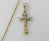 Plated Tri-Color Cross 2mm Rope/Braided Chain Necklace