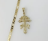 Plated Holy Cross of Caravaca 5mm Figaro Chain Necklace