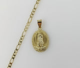 Plated Virgin Mary 4mm Figaro Chain Necklace