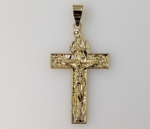 Virgin Mary Jesus Christ Crucifix Cross Pendant Plated Catholic Gift