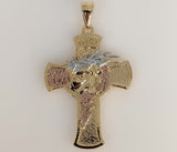 Plated Tri-Color Jesus Cross Pendant