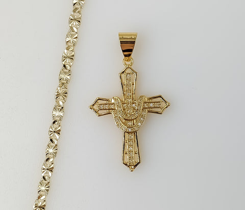 Plated Cross 4mm Star Chain Necklace