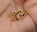 Plated Adjustable Initial Letter "X" Ring