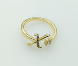 Plated Adjustable Initial Letter "X" Ring