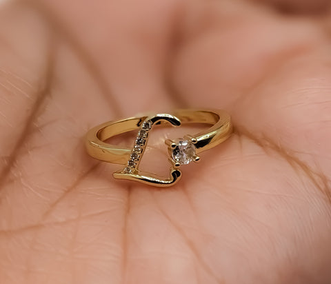 Plated Adjustable Initial Letter "L" Ring