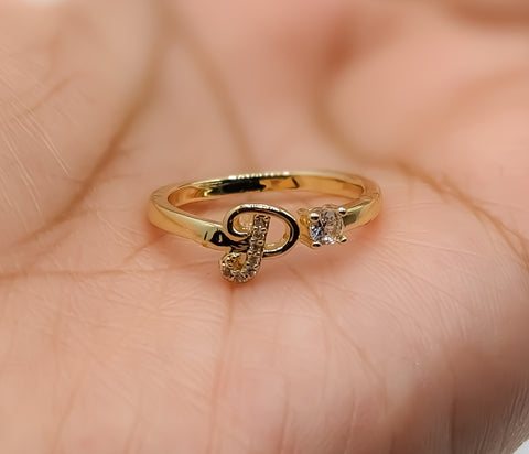 Plated Adjustable Initial Letter "P" Ring