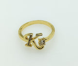 Plated Adjustable Initial Letter "K" Ring