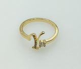 Plated Adjustable Initial Letter "Y" Ring