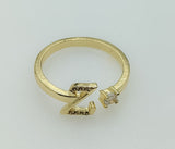 Plated Adjustable Initial Letter "Z" Ring