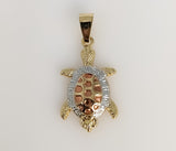 Plated Tri-Color Turtle Pendant