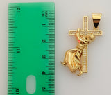 Plated Jesus Carrying Cross 4mm Star Chain Necklace