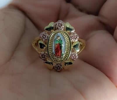 Plated Multicolor Virgin Mary Ring