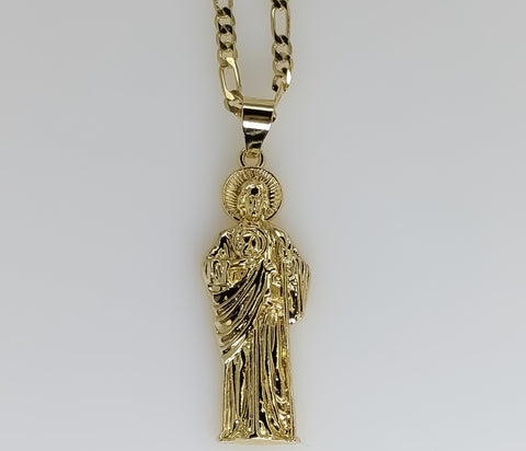 Plated Saint Jude 3mm Figaro Chain Necklace