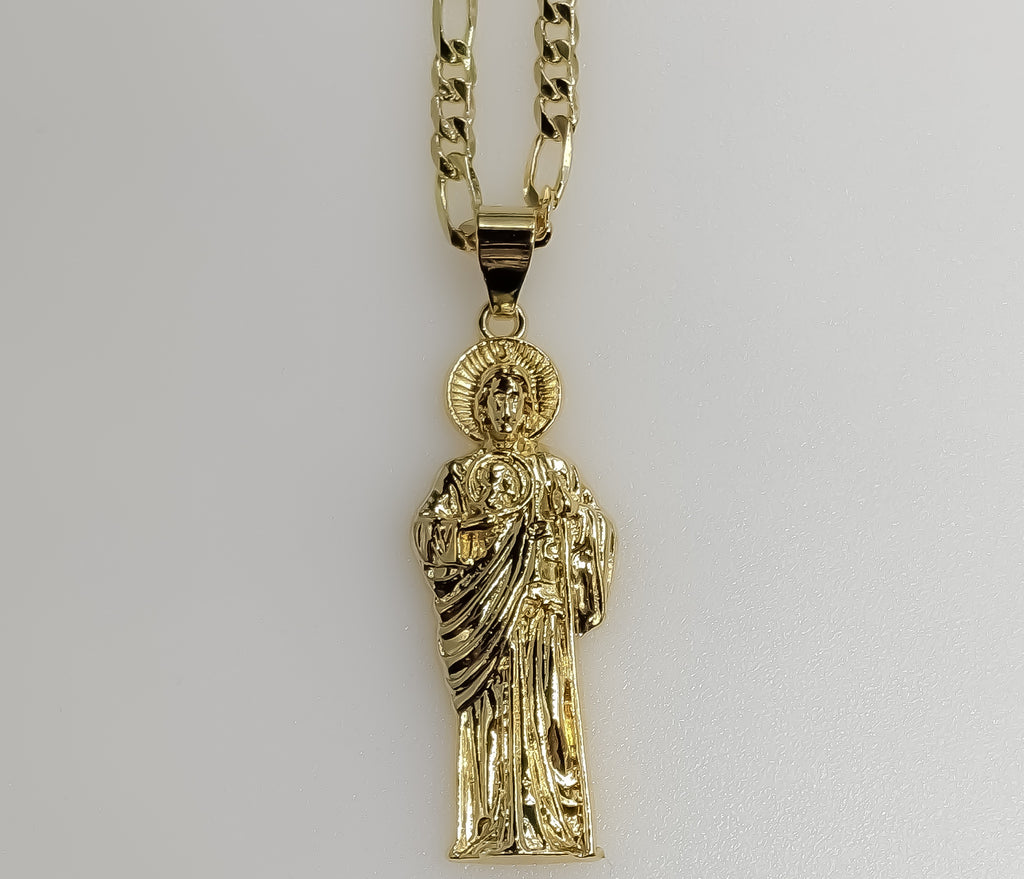 Plated Saint Jude 4mm Figaro Chain Necklace