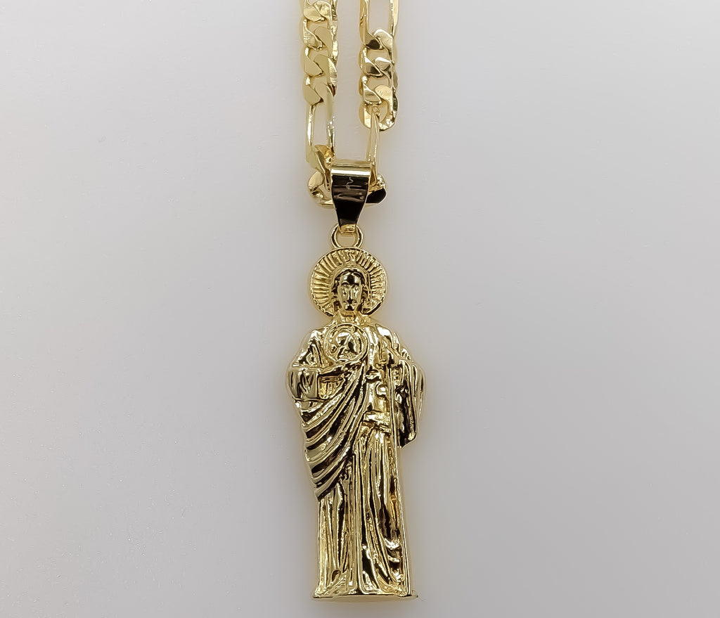 Plated Saint Jude 5mm Figaro Chain Necklace