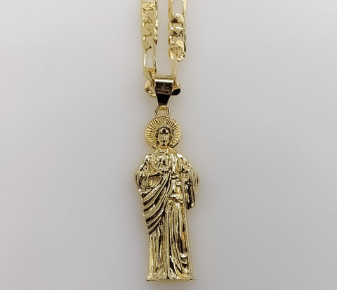 Plated Saint Jude 5mm Figaro Chain Necklace