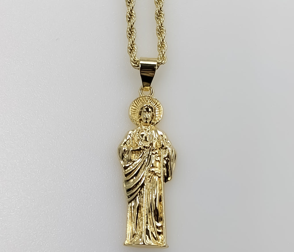 Plated Saint Jude 3mm Rope/Braided Chain Necklace