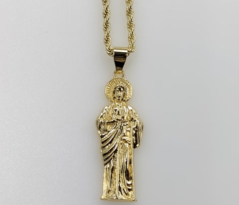 Plated Saint Jude 3mm Rope/Braided Chain Necklace