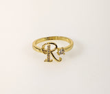 Plated Adjustable Initial Letter "R" Ring