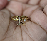 Plated Adjustable Initial Letter "R" Ring