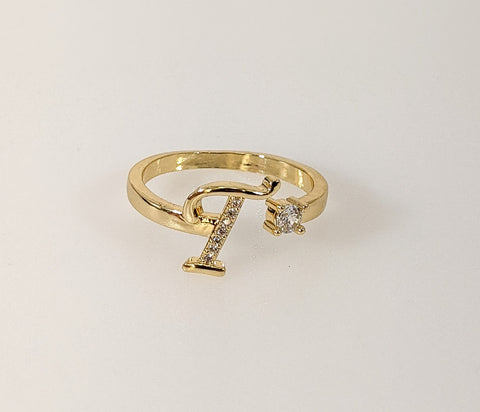 Plated Adjustable Initial Letter "T" Ring
