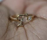 Plated Adjustable Initial Letter "T" Ring