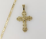Plated Cross 3mm Figaro Chain Necklace
