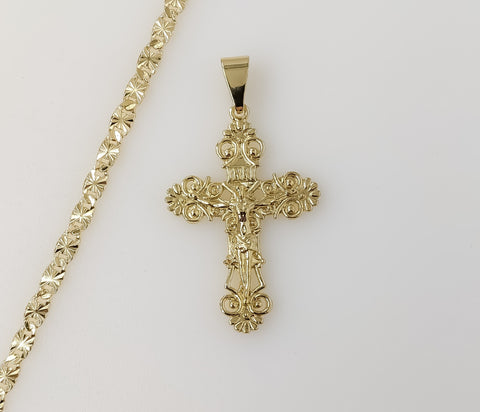 Plated Cross 4mm Star Chain Necklace