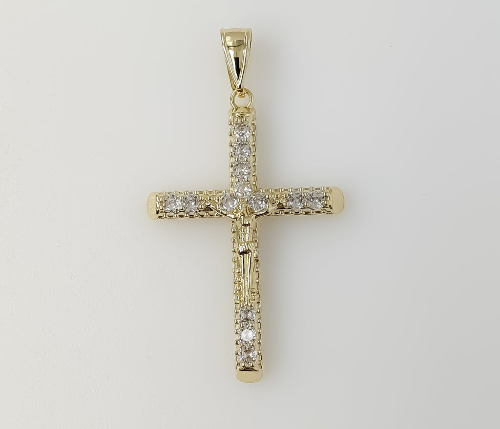 Plated Blinged Cross Pendant