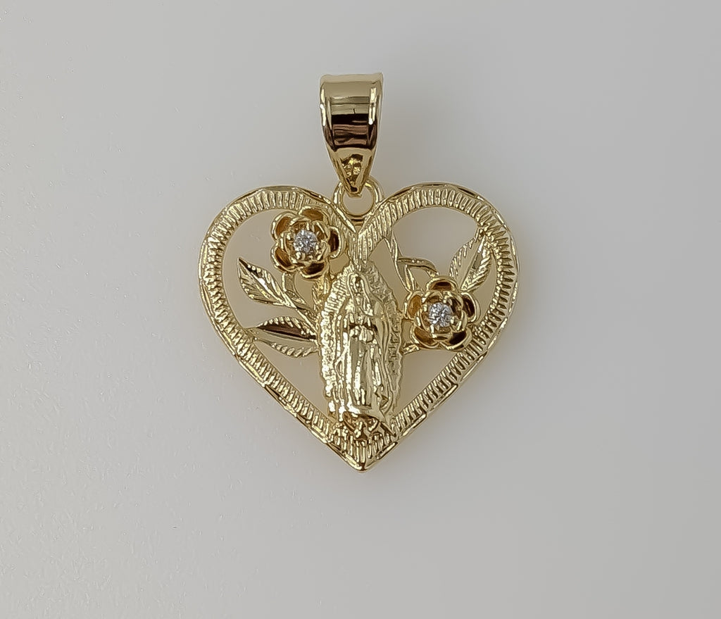 Plated Heart Virgin Mary Pendant