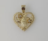 Plated Heart Virgin Mary Pendant