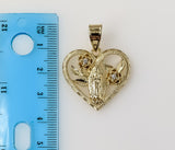 Plated Heart Virgin Mary Pendant