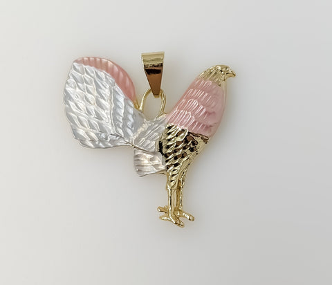 Plated Tri-Color Rooster Pendant