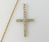 Plated Blinged Cross 2mm Rope/Braided Chain Necklace