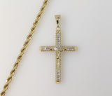 Plated Blinged Cross 4mm Rope/Braided Chain Necklace