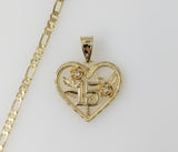 Plated Heart "My 15" Quince 3mm Figaro Chain Necklace