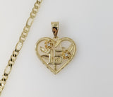 Plated Heart "My 15" Quince 4mm Figaro Chain Necklace