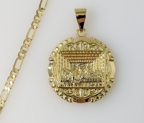 Plated The Last Supper 3mm Figaro Chain Necklace