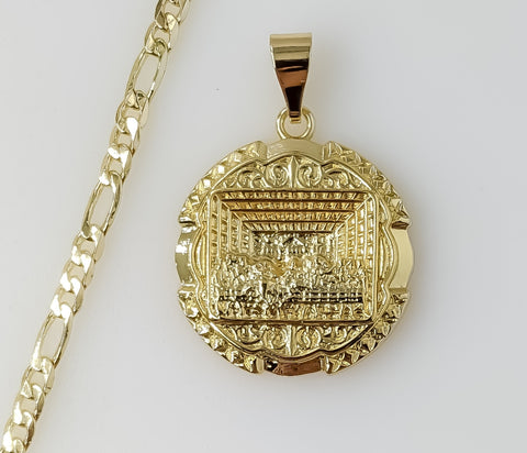 Plated The Last Supper 4mm Figaro Chain Necklace