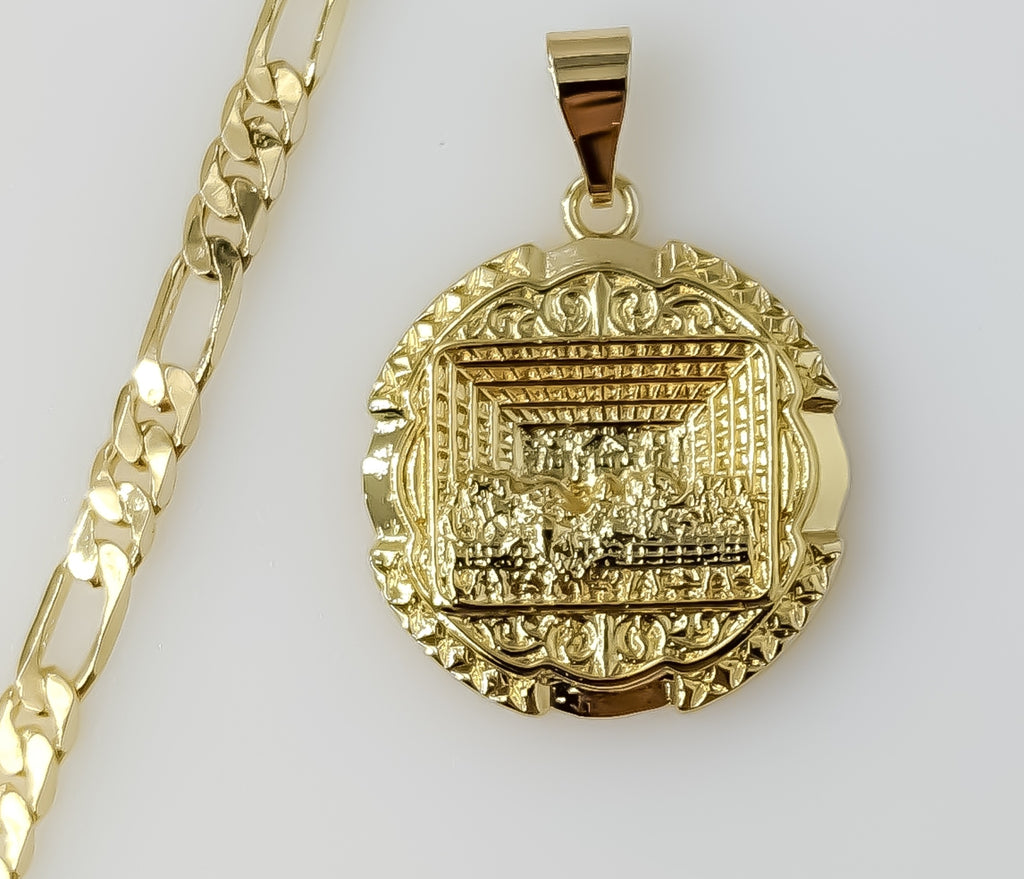 Plated The Last Supper 5mm Figaro Chain Necklace