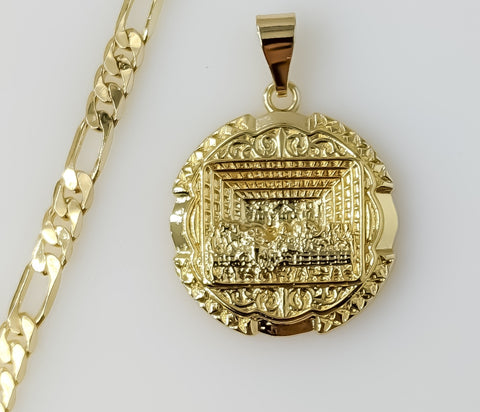 Plated The Last Supper 5mm Figaro Chain Necklace