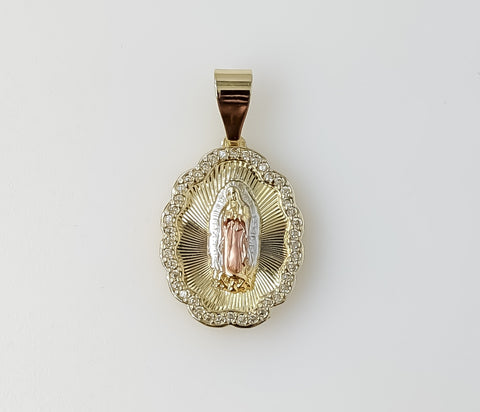 Plated Tri-Color Virgin Mary Pendant