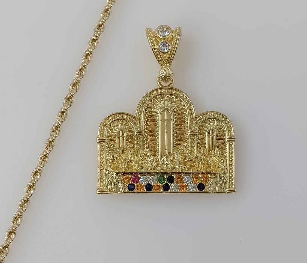 Plated The Last Supper 2mm Rope/Braided Chain Necklace