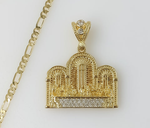 Plated The Last Supper 3mm Figaro Chain Necklace