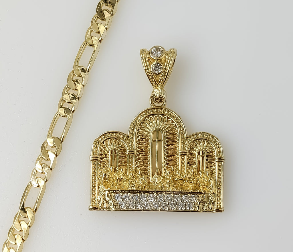 Plated The Last Supper 5mm Figaro Chain Necklace
