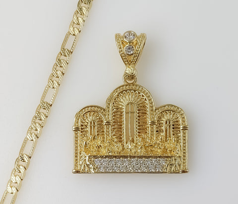 Plated The Last Supper 4mm 14K Diamond Cut Figaro Chain Necklace